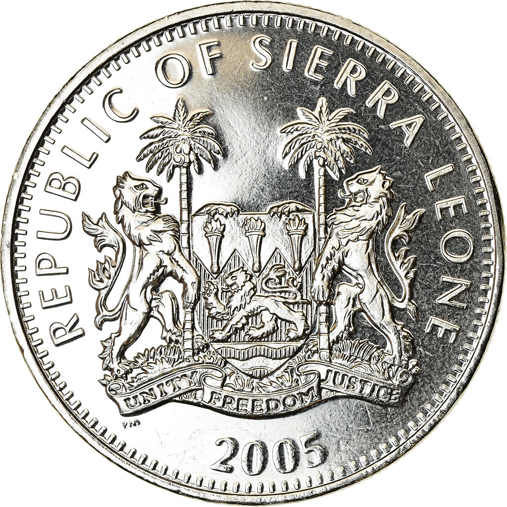 Moeda, Serra Leoa, Dollar, 2005, British Royal Mint, Pape Benoit XVI, MS(63)