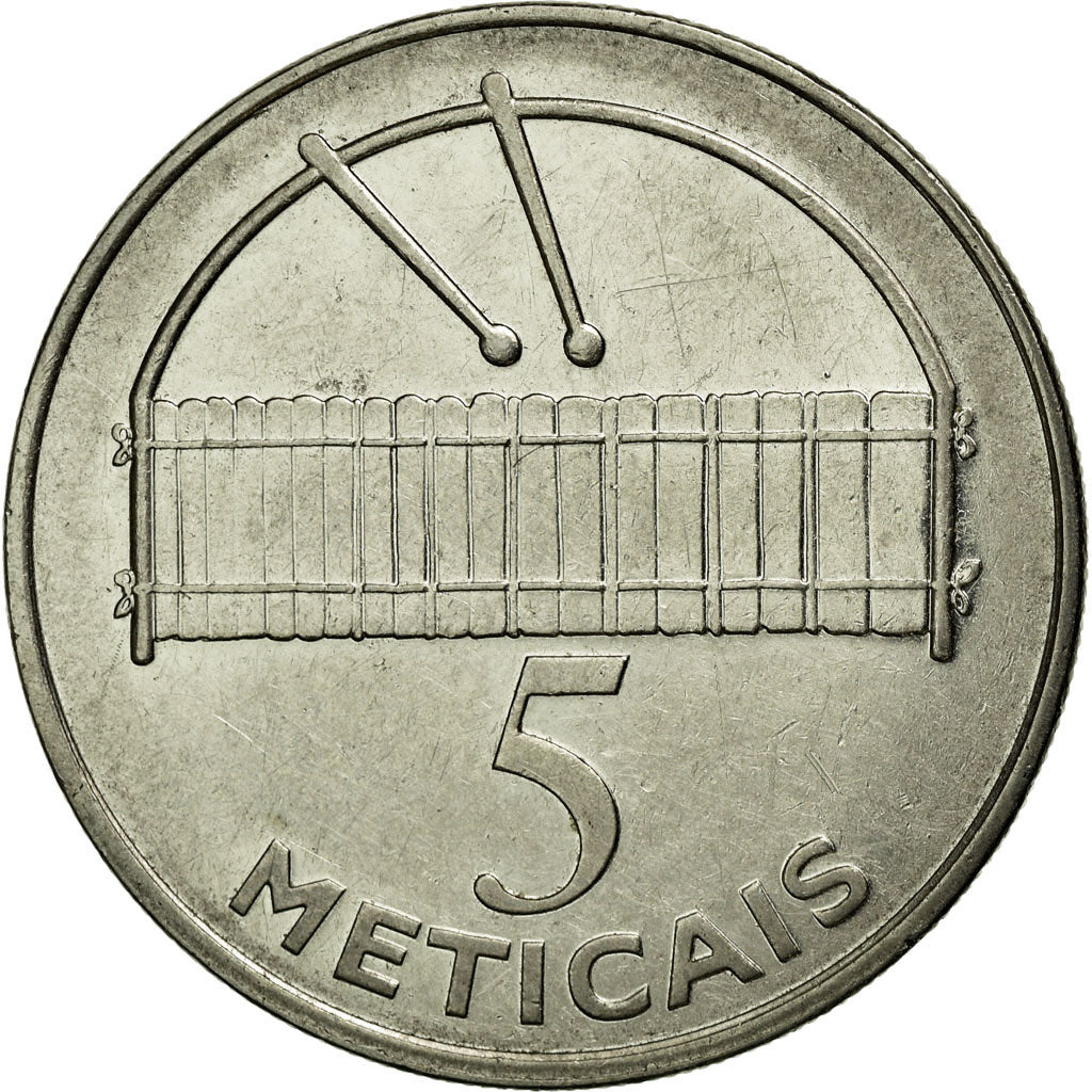 Munten, Mozambique, 5 Meticais, 2006, ZF+, Nickel plated steel, KM:139