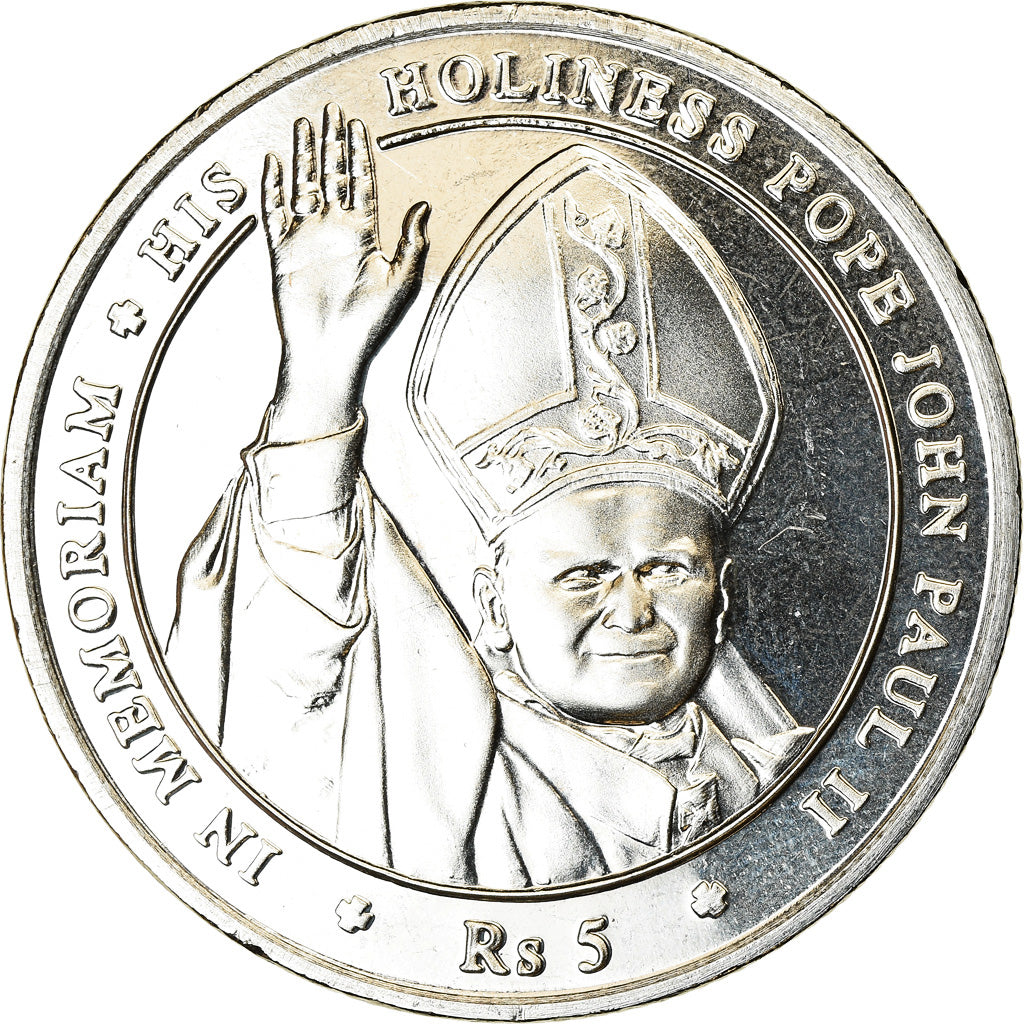Coin, Seychelles, 5 Rupees, 2005, British Royal Mint, Pape Jean Paul II, MS(63)
