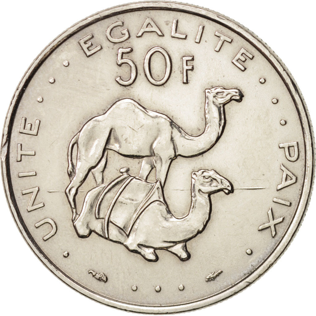 Coin, Djibouti, 50 Francs, 1977, Paris, AU(50-53), Copper-nickel, KM:25