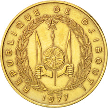 Djibouti, 20 Francs, 1977, Paris, AU(50-53), Aluminum-Bronze, KM:24