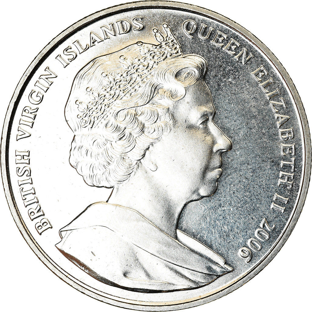 Moeda, Ilhas Virgens Britânicas, Dollar, 2006, Franklin Mint, Dauphins, MS(63)