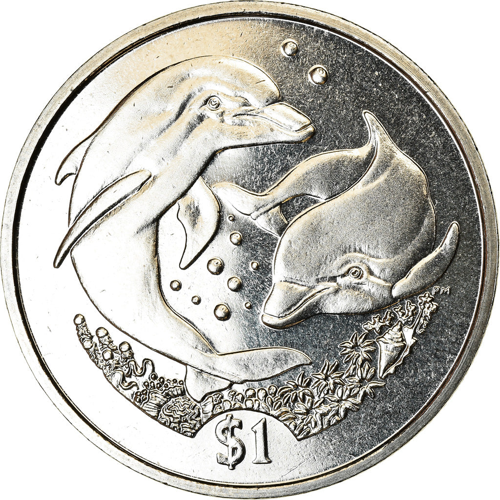 Moeda, Ilhas Virgens Britânicas, Dollar, 2006, Franklin Mint, Dauphins, MS(63)