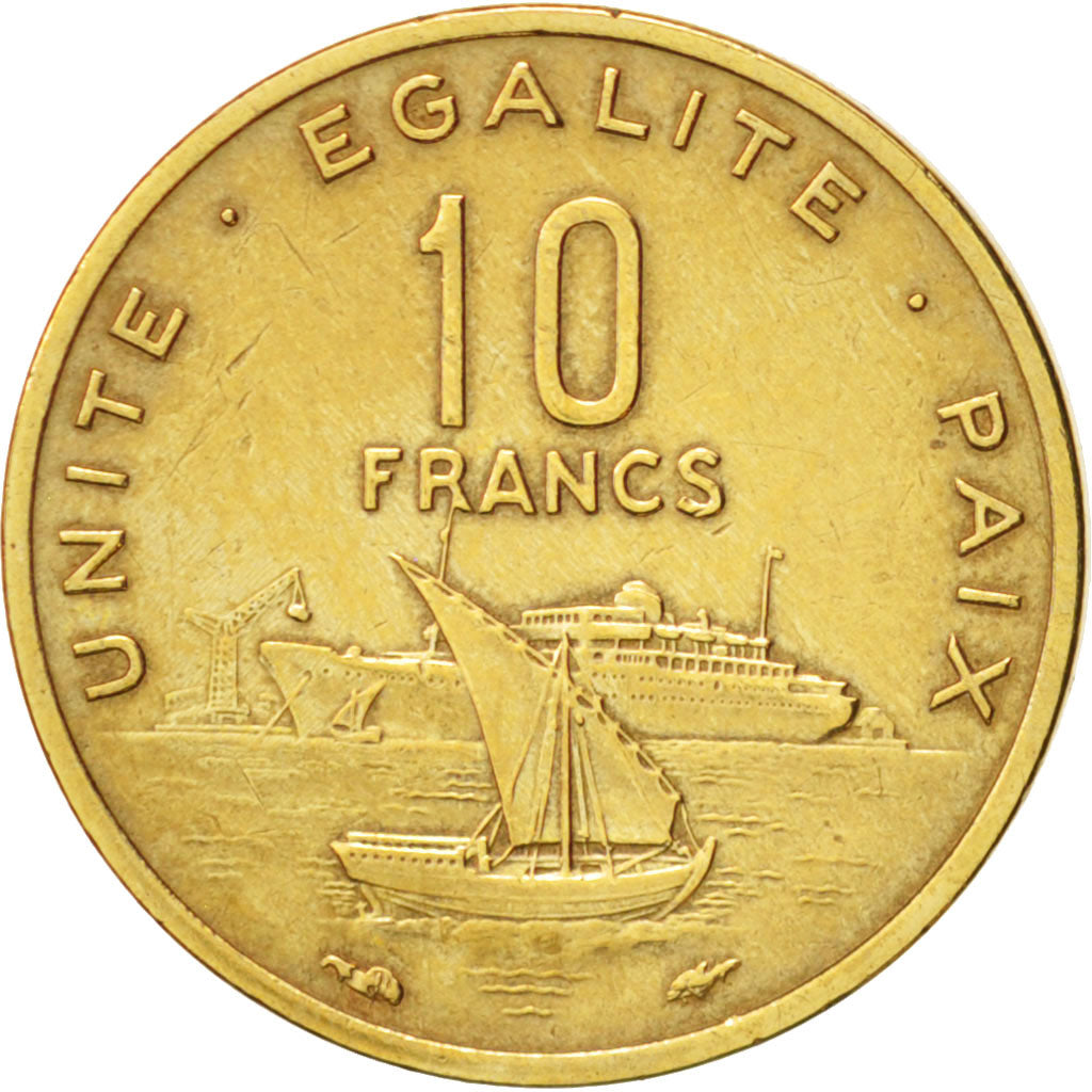 Coin, Djibouti, 10 Francs, 1977, Paris, AU(50-53), Aluminum-Bronze, KM:23