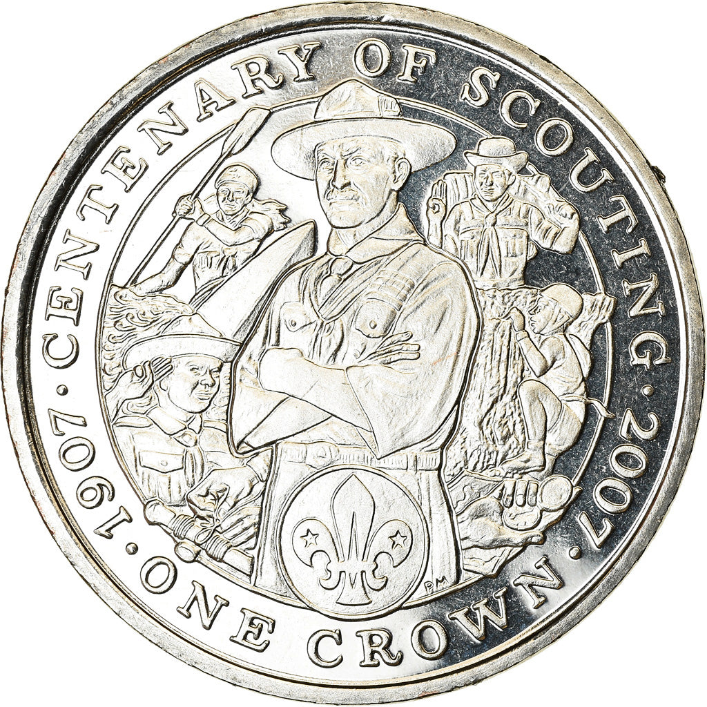 Coin, Isle of Man, Crown, 2007, Pobjoy Mint, Centenaire du scoutisme, MS(63)