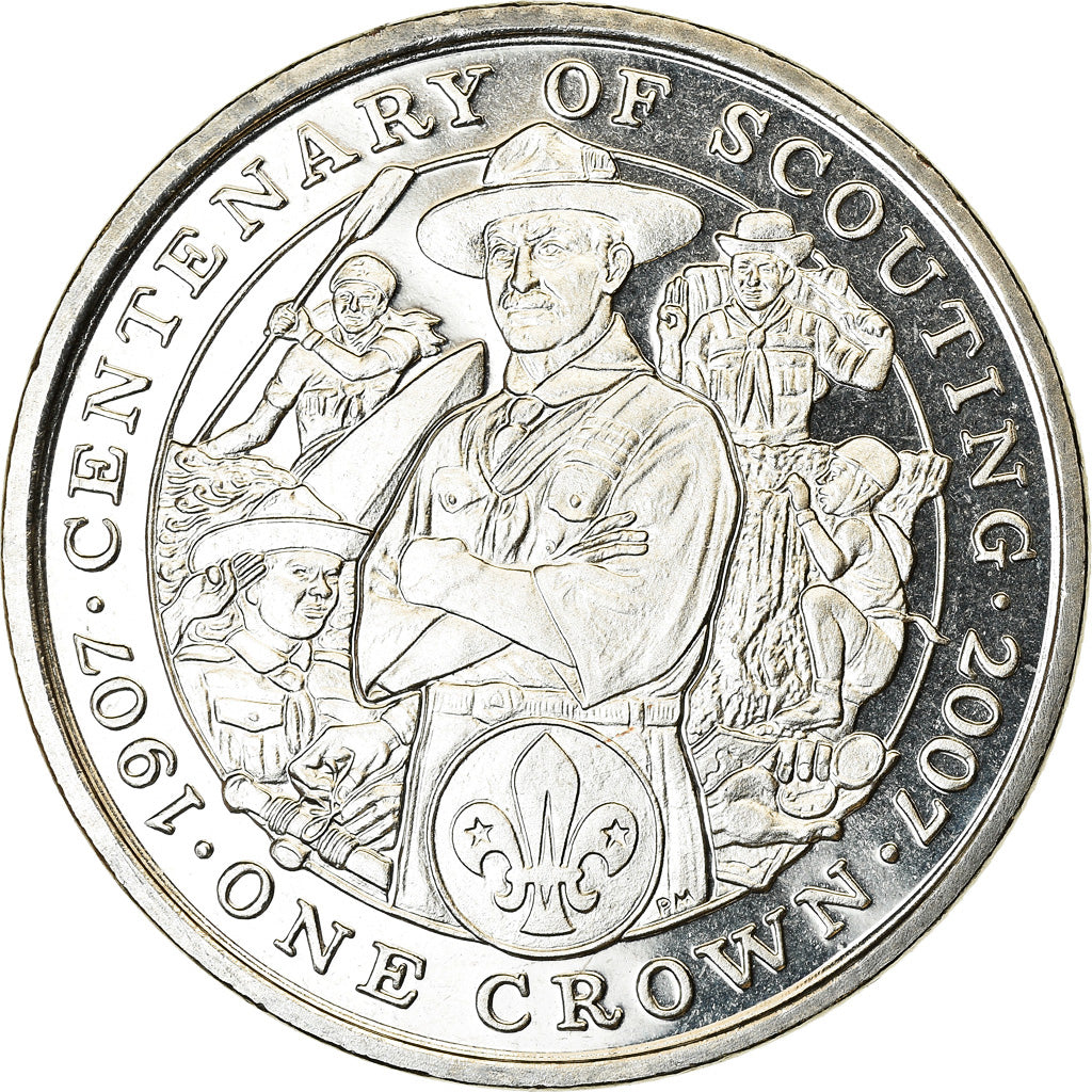 Coin, Isle of Man, Crown, 2007, Pobjoy Mint, Centenaire du scoutisme, MS(63)