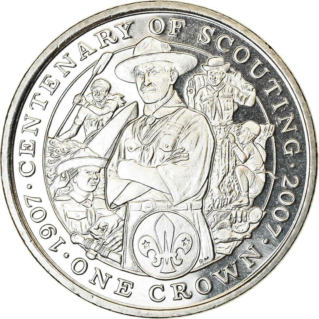 Coin, Isle of Man, Crown, 2007, Pobjoy Mint, Centenaire du scoutisme, MS(63)