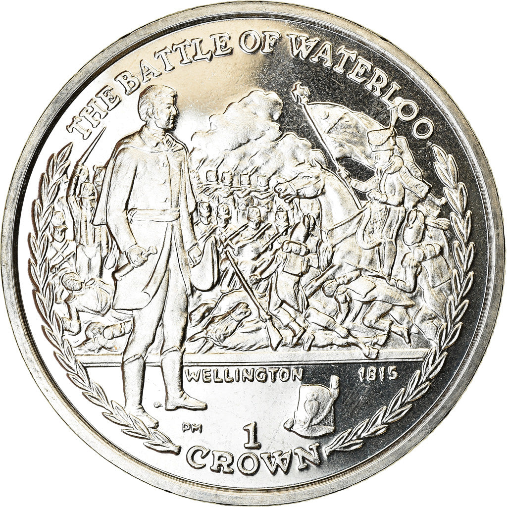 Coin, Isle of Man, Crown, 2006, Pobjoy Mint, Bataille de Waterloo - Duc de