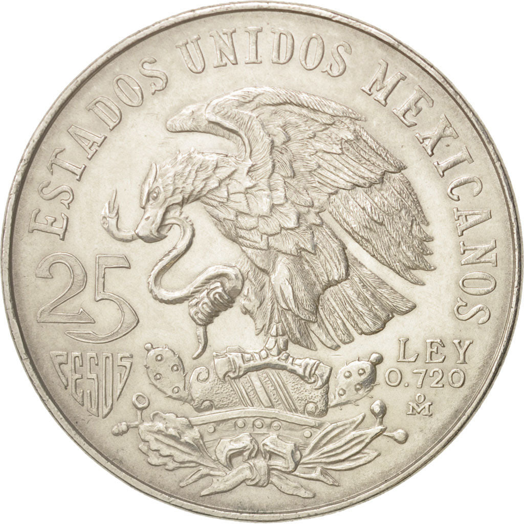 Mexico, 25 Pesos, 1968, Mexico City, AU(50-53), Silver, KM:479.2