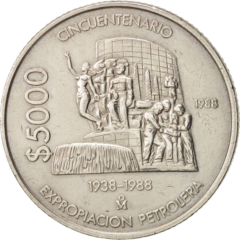 Mexiko, 5000 Pesos, 1988, Mexico City, AU(50-53), Copper-nickel, KM:531