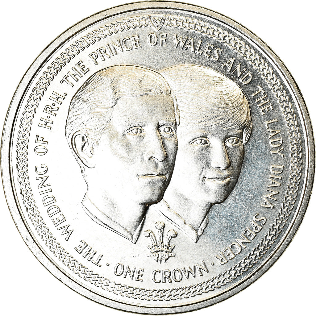 Monnaie, Isle of Man, Elizabeth II, Crown, 1981, Pobjoy Mint, Mariage du Prince