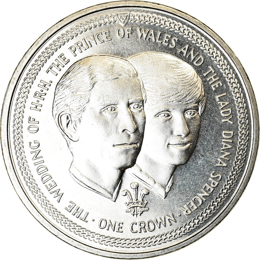 Moneta, Wyspa Man, Elizabeth II, Crown, 1981, Pobjoy Mint, Mariage du Prince