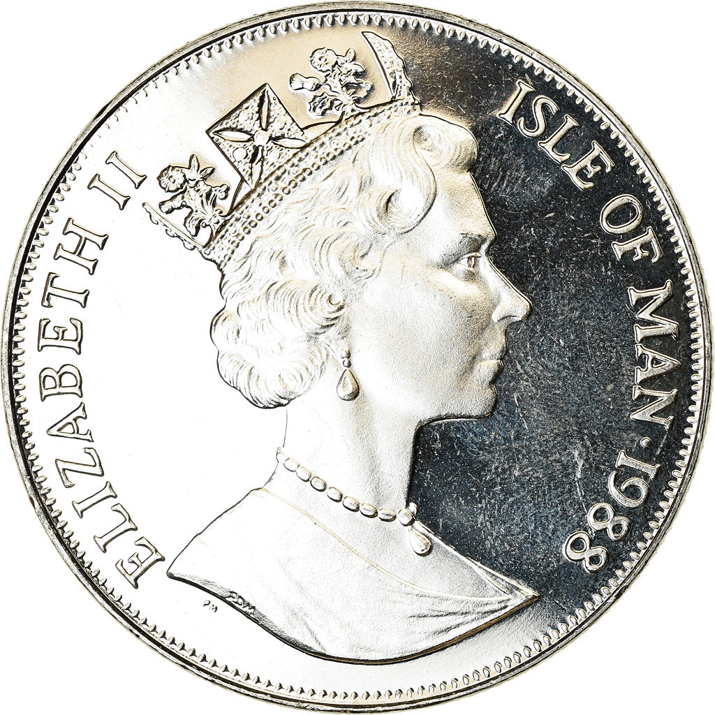Monnaie, Isle of Man, Elizabeth II, Crown, 1988, Pobjoy Mint, Le chat 