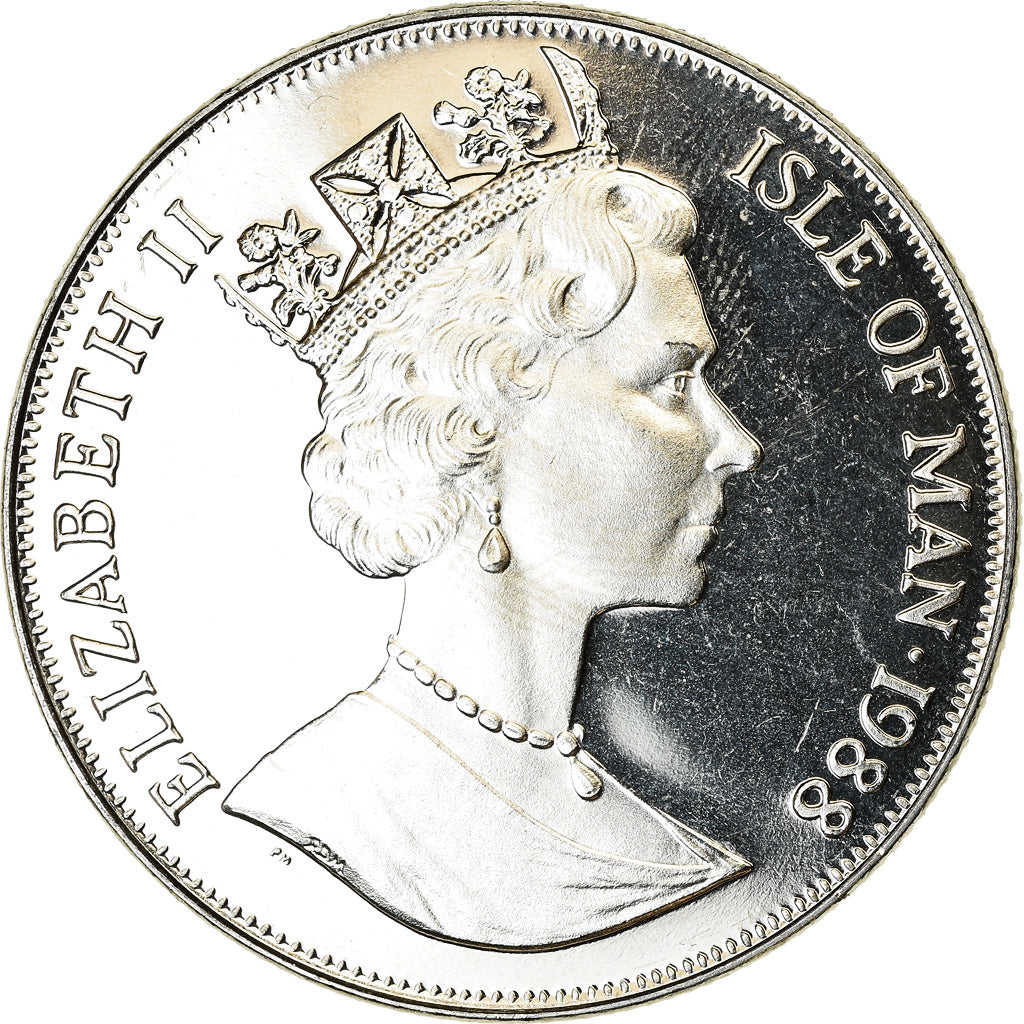 Monnaie, Isle of Man, Elizabeth II, Crown, 1988, Pobjoy Mint, Le chat 