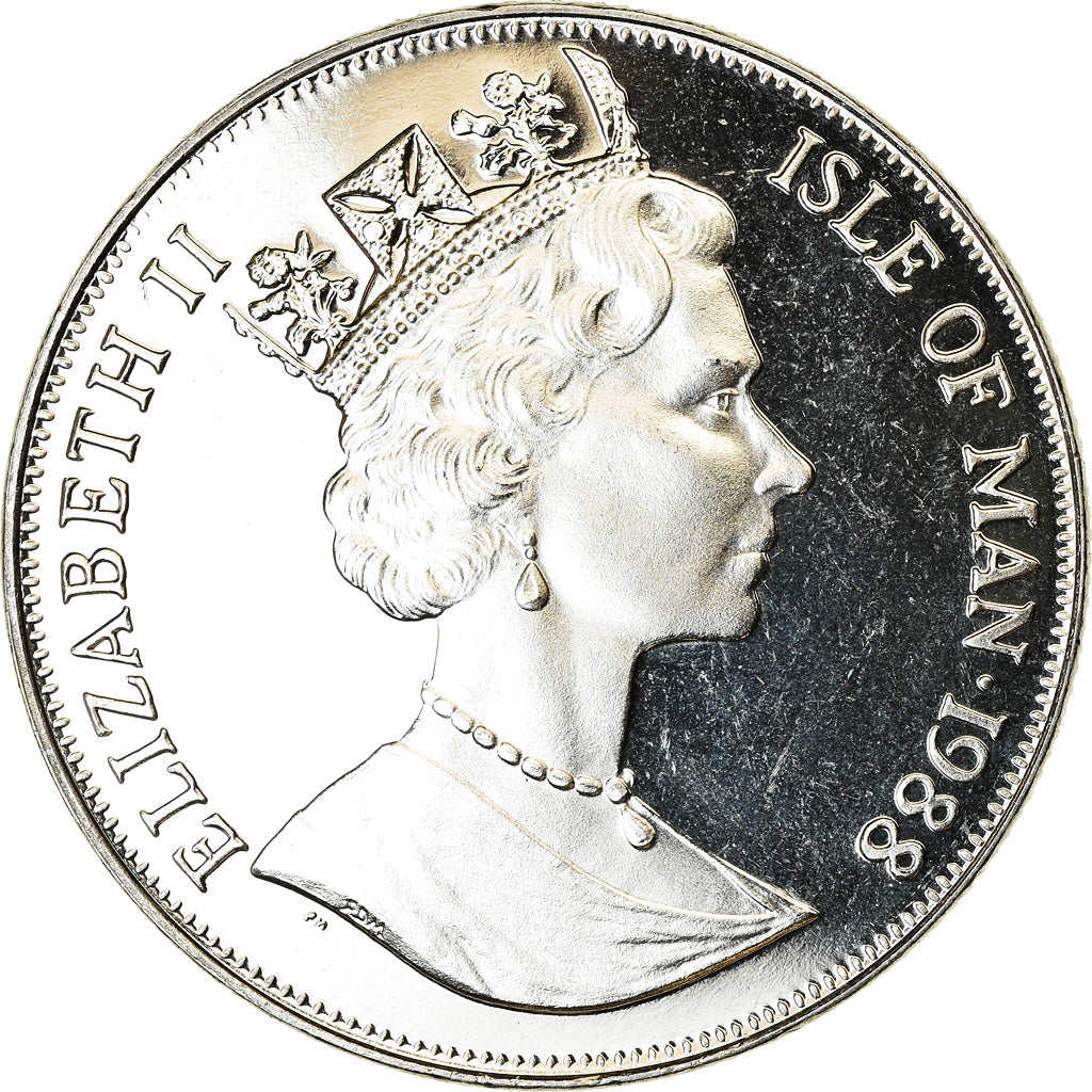 Monnaie, Isle of Man, Elizabeth II, Crown, 1988, Pobjoy Mint, Le chat 