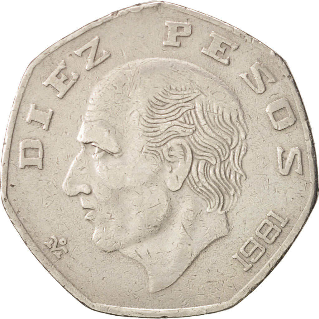 Messico, 10 Pesos, 1981, Mexico City, BB+, Rame-nichel, KM:477.2