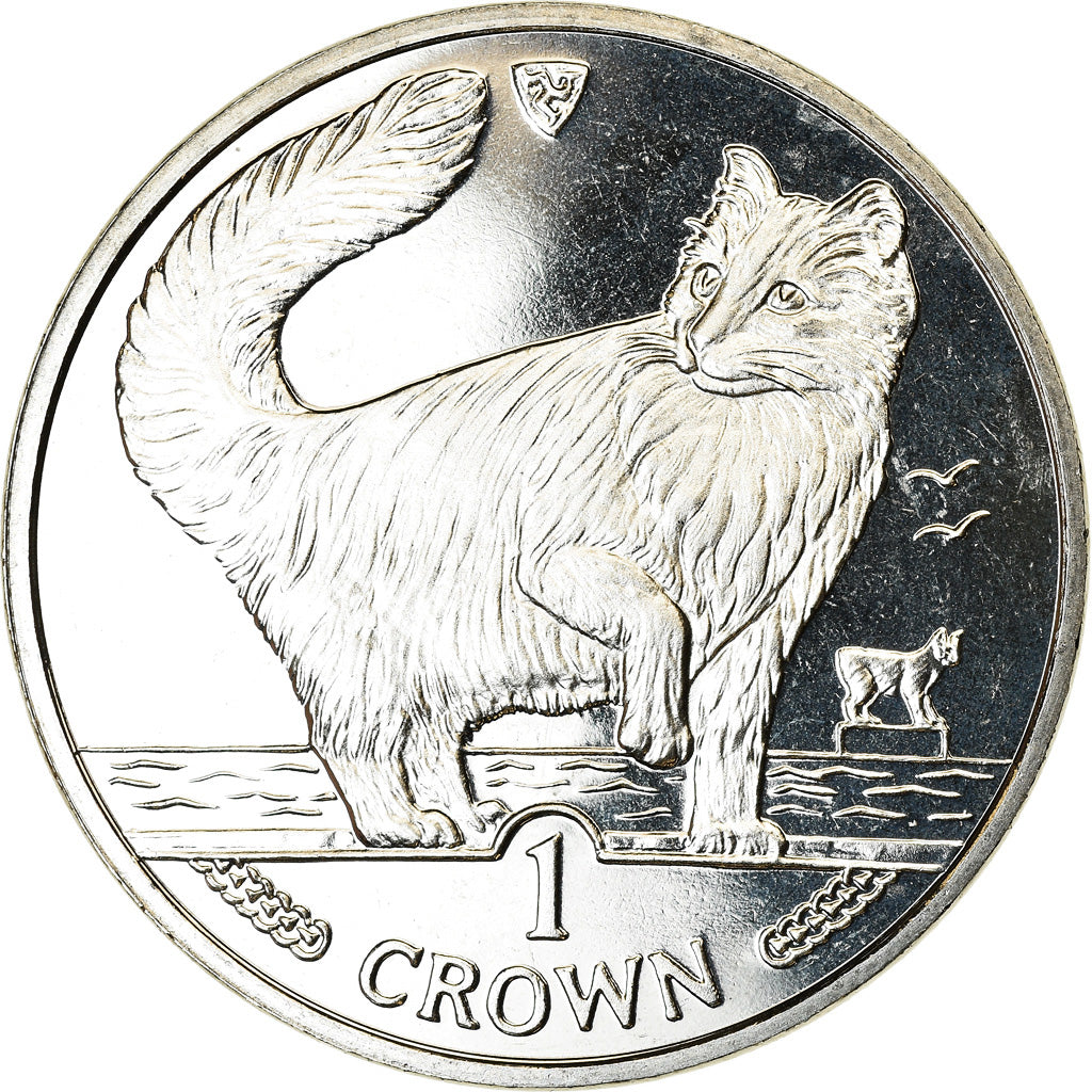 Monnaie, Isle of Man, Elizabeth II, Crown, 1991, Pobjoy Mint, Chat norvégien