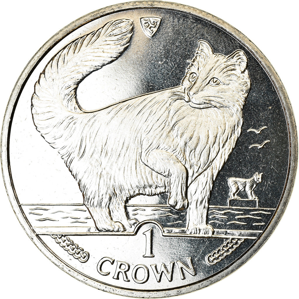 Monnaie, Isle of Man, Elizabeth II, Crown, 1991, Pobjoy Mint, Chat norvégien