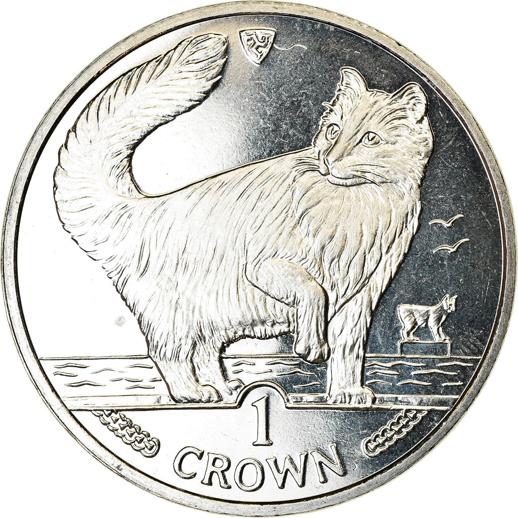 Monnaie, Isle of Man, Elizabeth II, Crown, 1991, Pobjoy Mint, Chat norvégien
