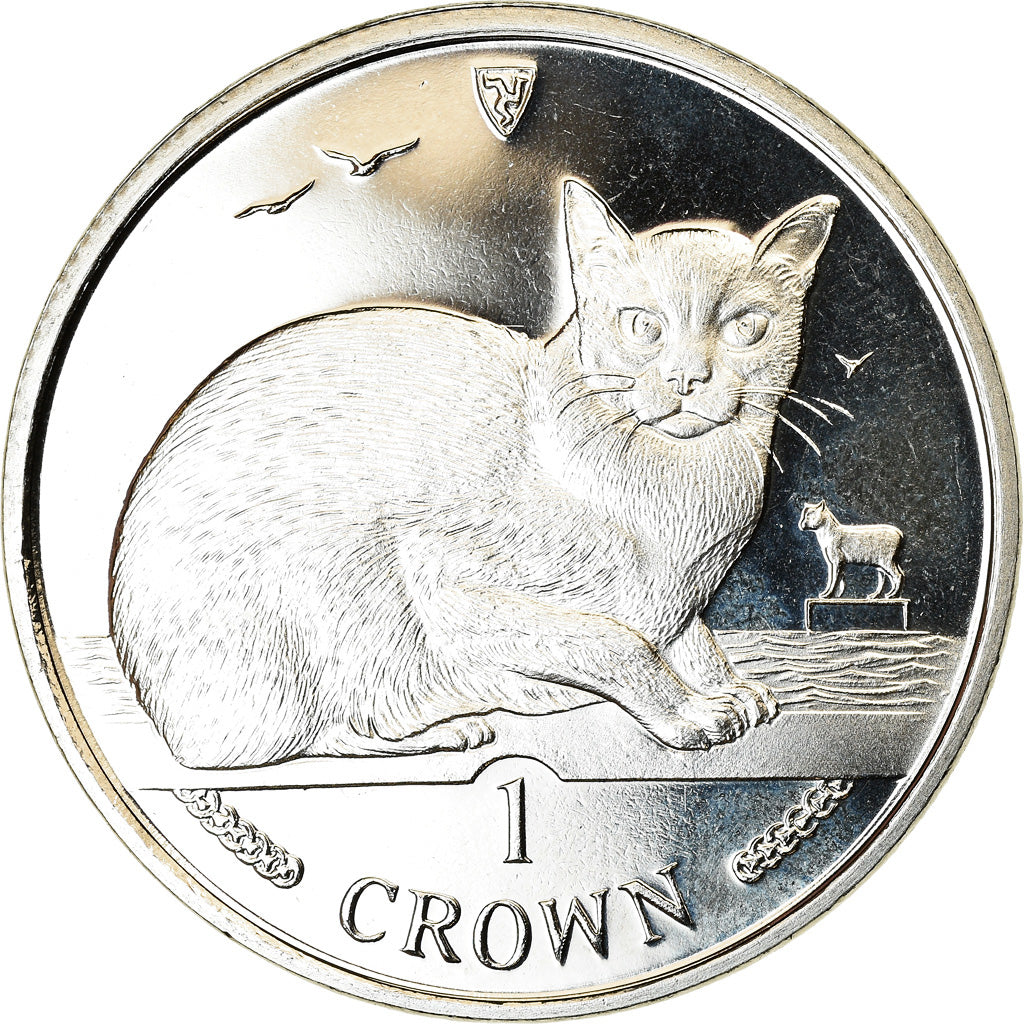 Coin, Isle of Man, Elizabeth II, Crown, 1996, Pobjoy Mint, Chat Sacré de