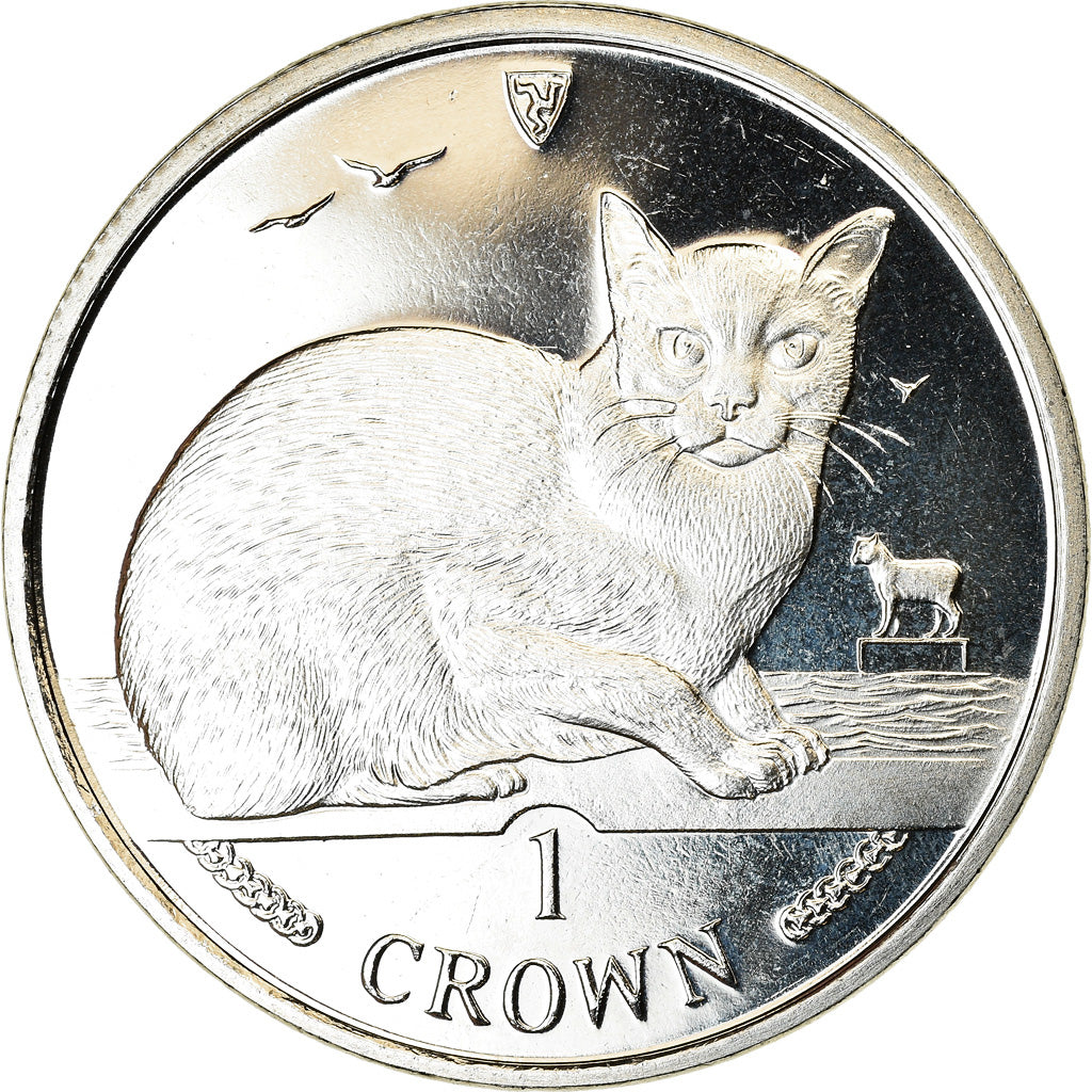 Coin, Isle of Man, Elizabeth II, Crown, 1996, Pobjoy Mint, Chat Sacré de