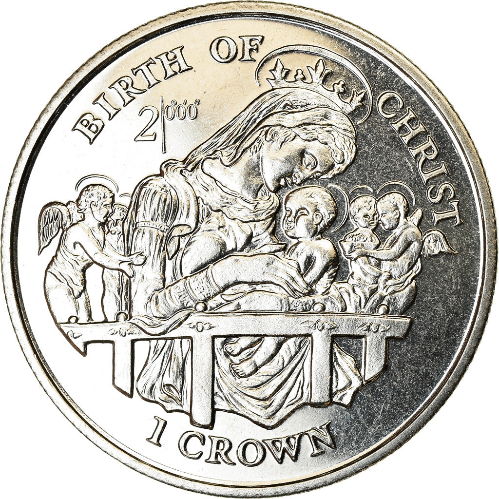 Coin, Isle of Man, Elizabeth II, Crown, 1997, Pobjoy Mint, Naissance du Christ