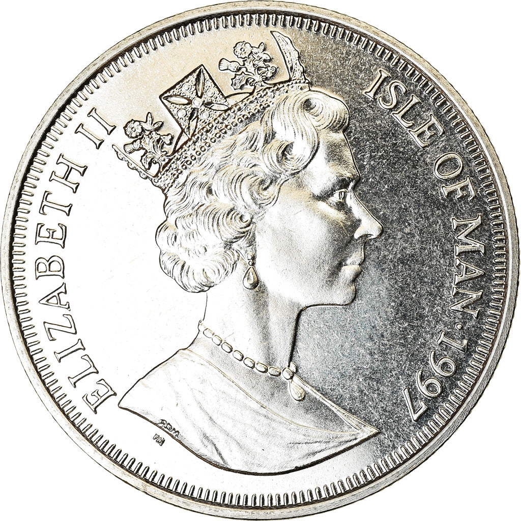 Monnaie, Isle of Man, Elizabeth II, Crown, 1997, Pobjoy Mint, Naissance du