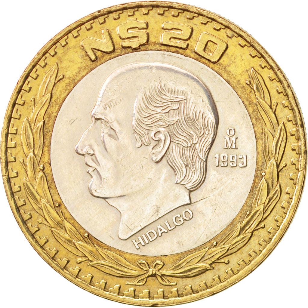 Mexico, 20 Nuevo Pesos, 1993, Mexico City, AU(55-58), Bi-Metallic, KM:561
