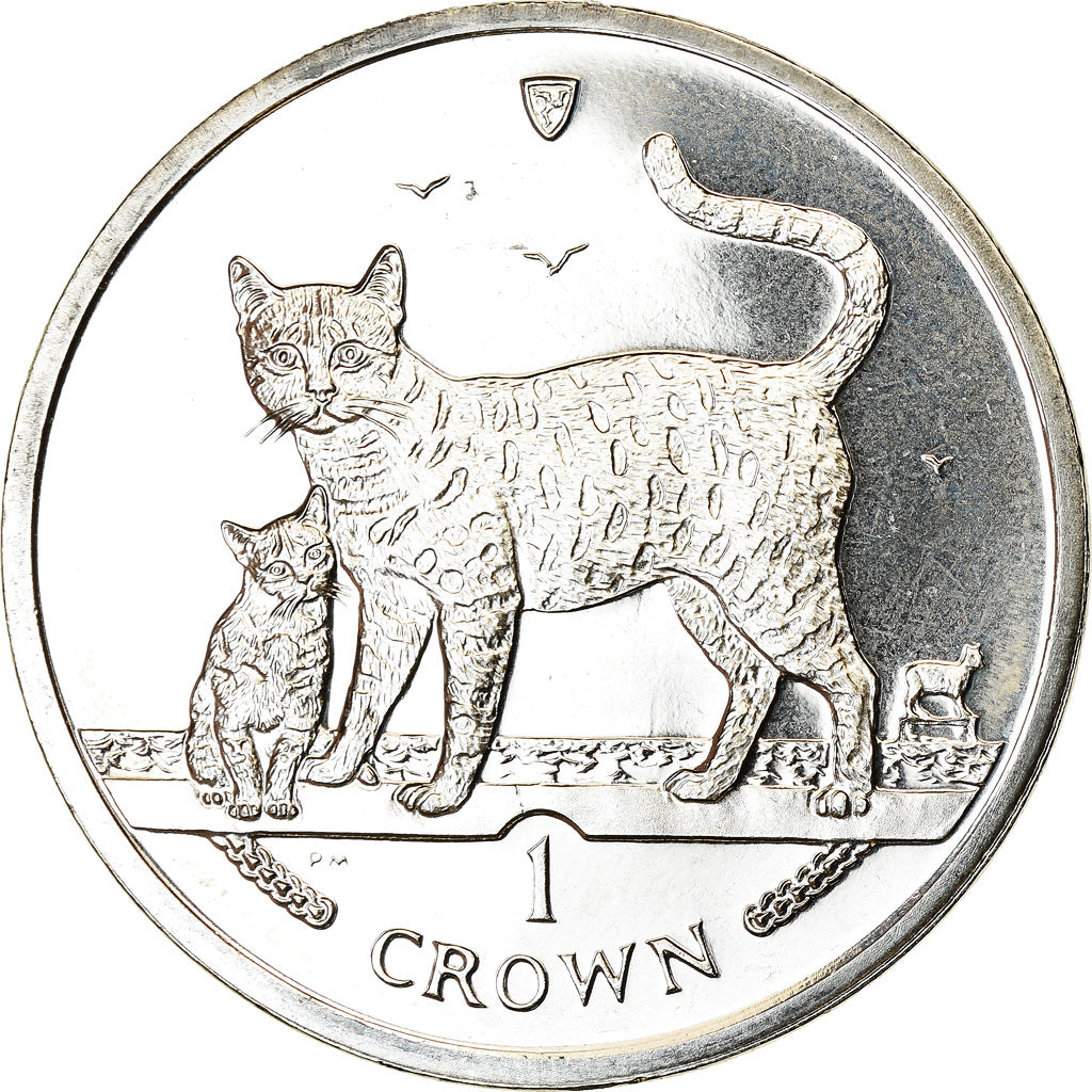 Coin, Isle of Man, Elizabeth II, Crown, 2002, Pobjoy Mint, Chat du Bengal