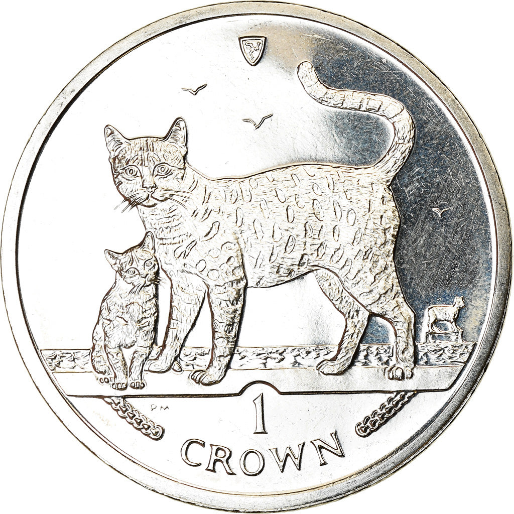 Coin, Isle of Man, Elizabeth II, Crown, 2002, Pobjoy Mint, Chat du Bengal