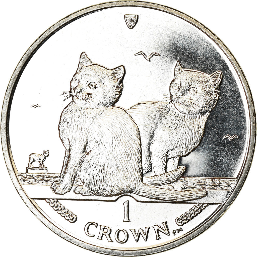 Coin, Isle of Man, Elizabeth II, Crown, 2003, Pobjoy Mint, Chat du Bengal