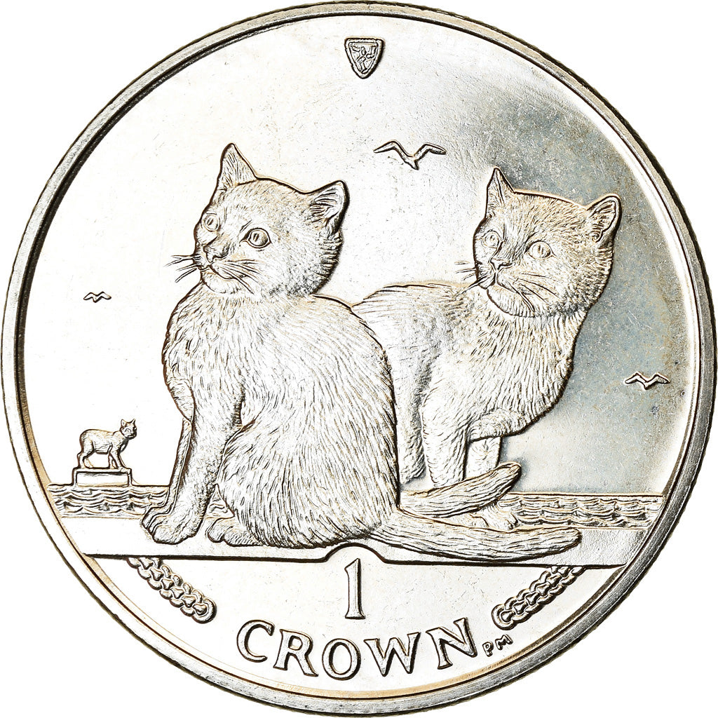 Coin, Isle of Man, Elizabeth II, Crown, 2003, Pobjoy Mint, Chat du Bengal