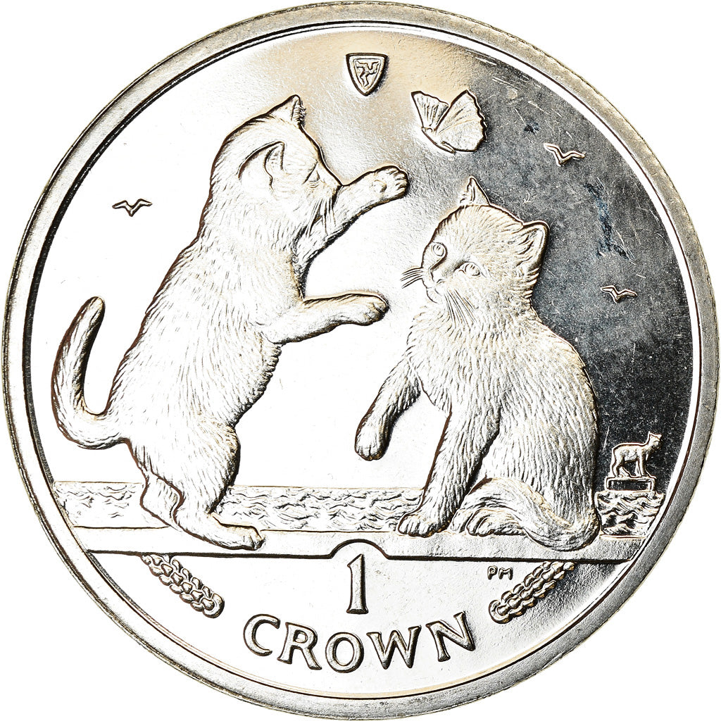 Coin, Isle of Man, Elizabeth II, Crown, 2004, Pobjoy Mint, Chat tonkinois