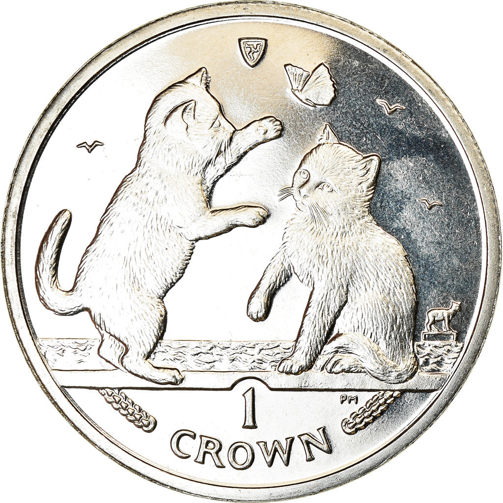 Coin, Isle of Man, Elizabeth II, Crown, 2004, Pobjoy Mint, Chat tonkinois