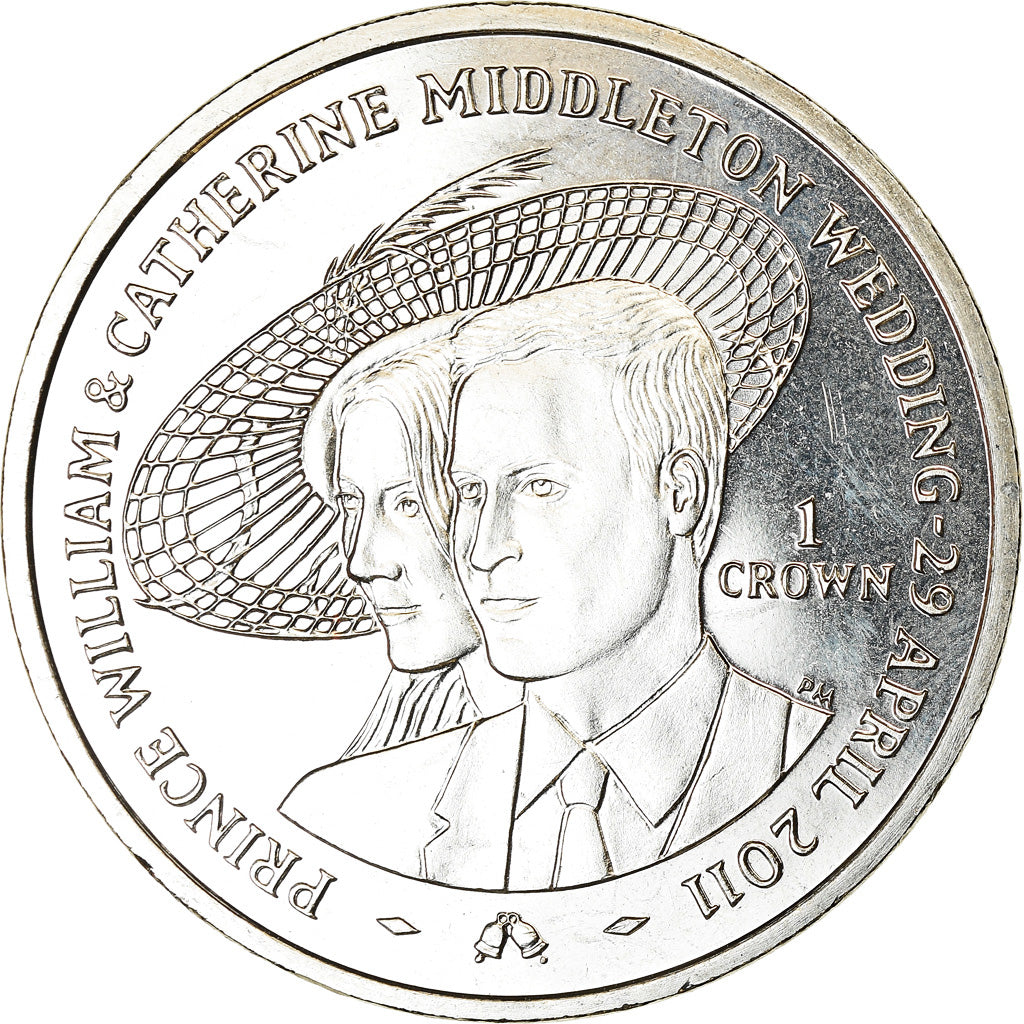 Coin, Isle of Man, Elizabeth II, Crown, 2011, Pobjoy Mint, Mariage du Prince