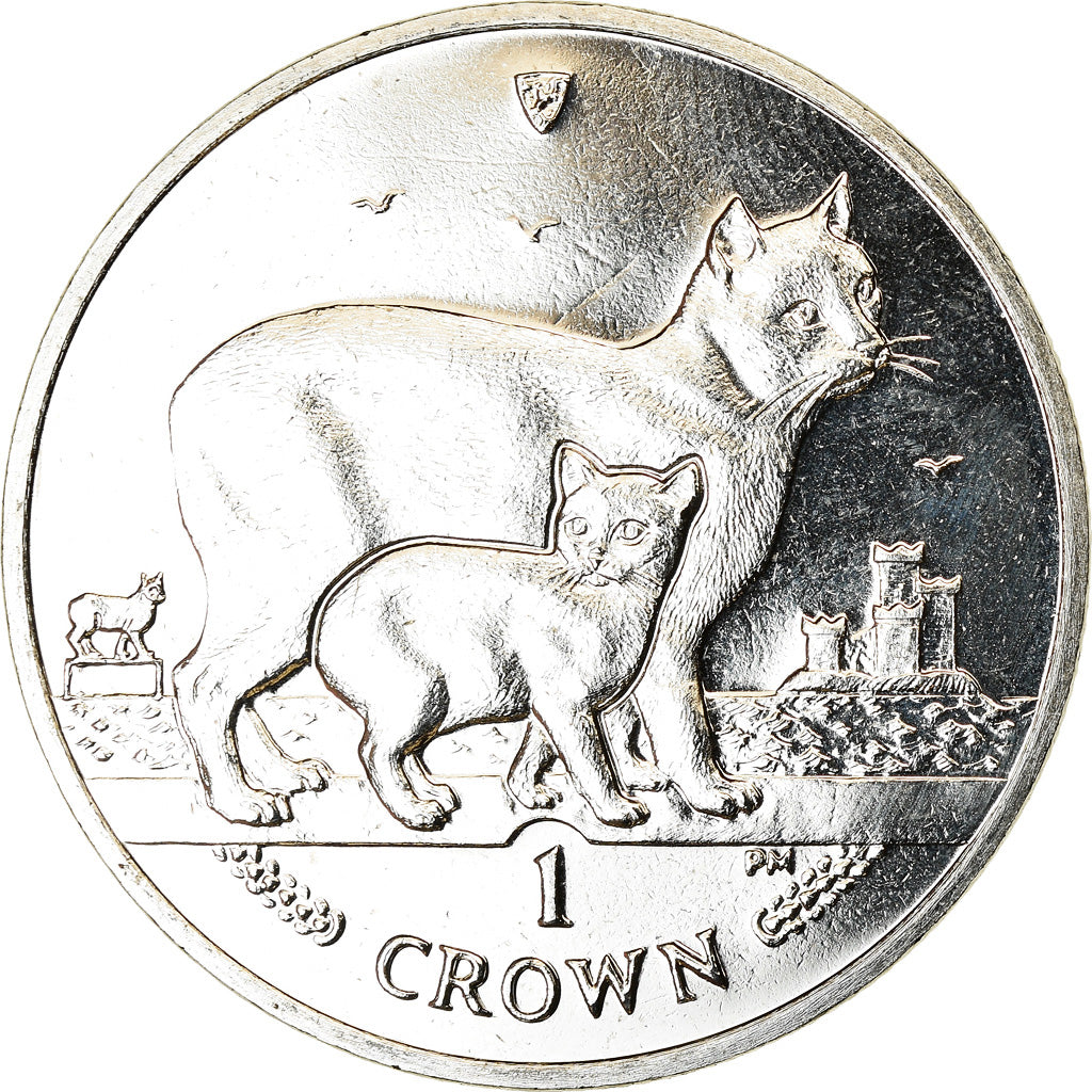 Münze, Isle of Man, Crown, 2012, Pobjoy Mint, Le chat 
