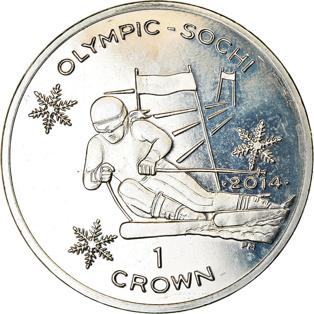 Moneda, Isla de Man, Crown, 2014, Pobjoy Mint, Sochi - Ski alpin, SC
