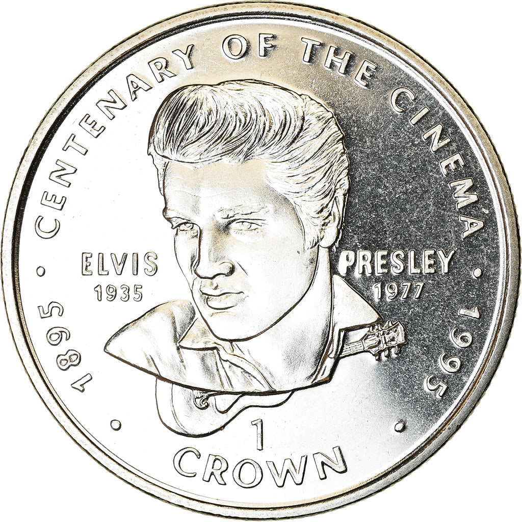Moneta, Gibilterra, Elizabeth II, Crown, 1996, Elvis Presley, SPL, Rame-nichel