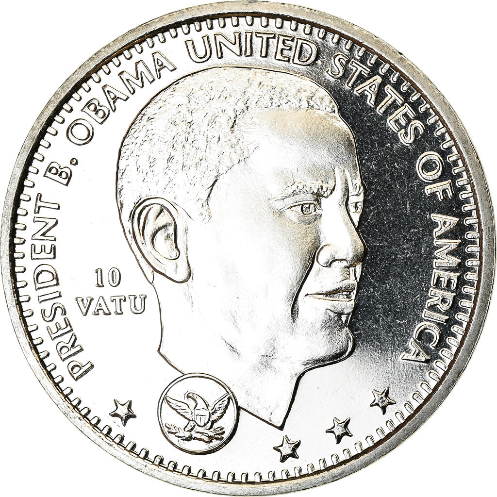 Coin, Vanuatu, 10 Vatu, 2009, British Royal Mint, Barack Obama, MS(63)