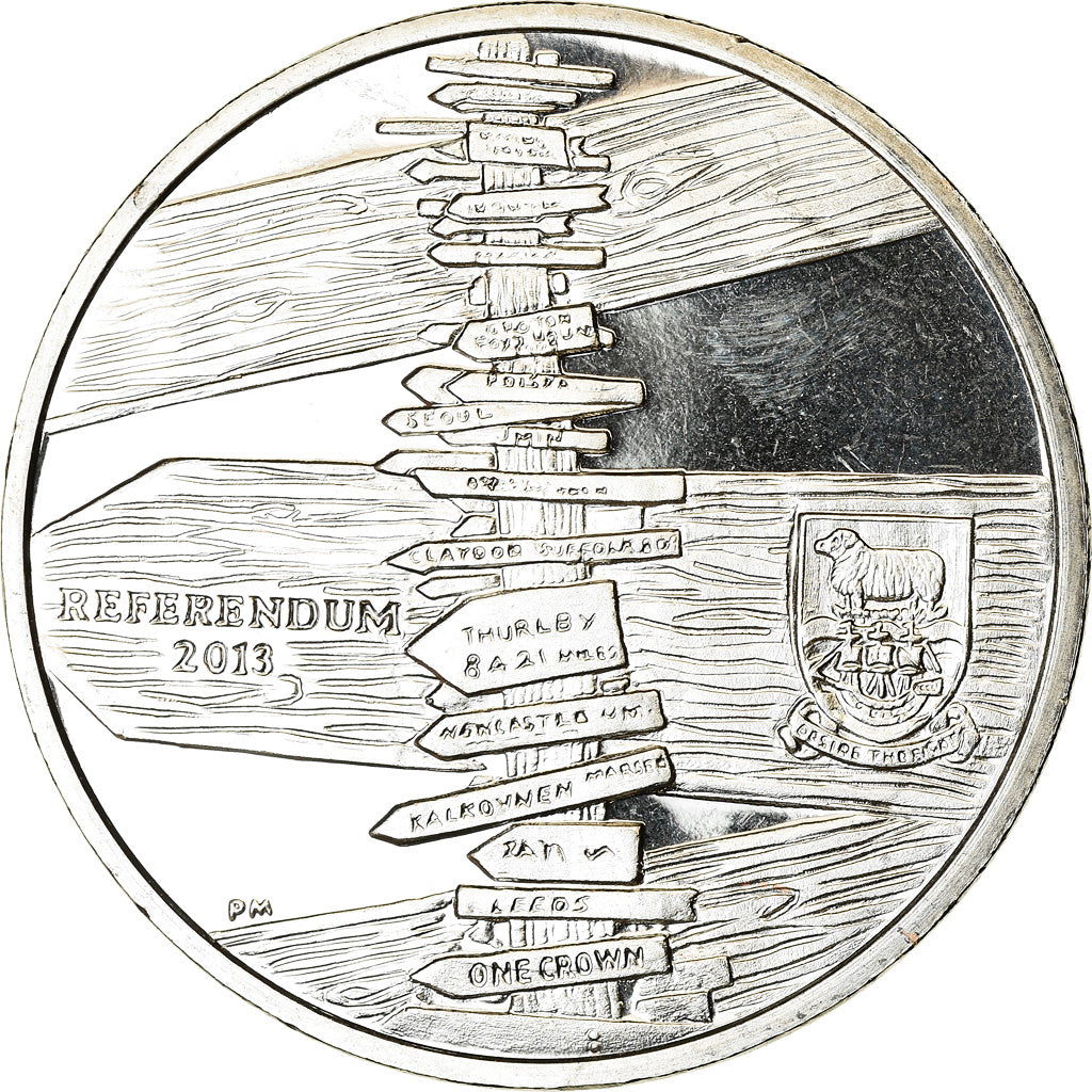 Moneta, Falklandy, Crown, 2013, Référendum, MS(63), Miedzionikiel, KM:169