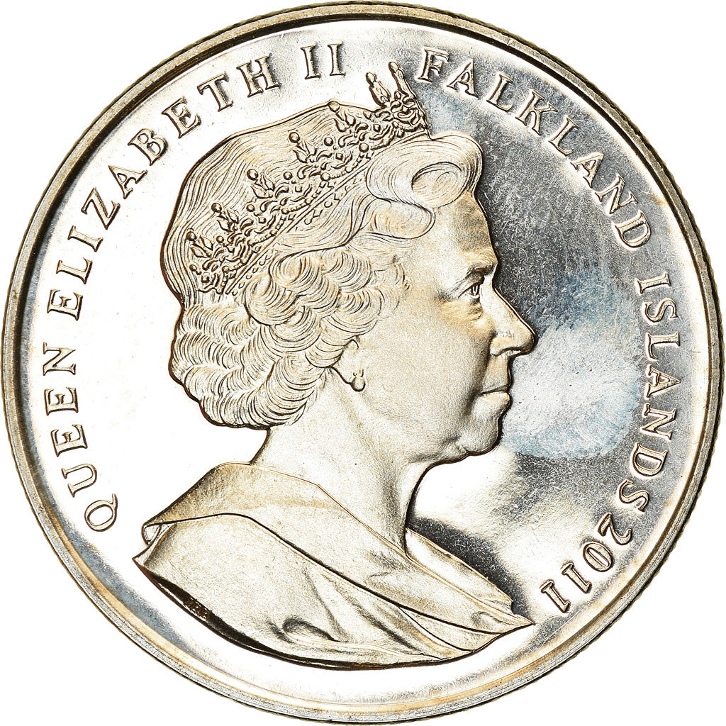 Coin, Falkland Islands, Elizabeth II, Crown, 2011, Pobjoy Mint, Mariage du