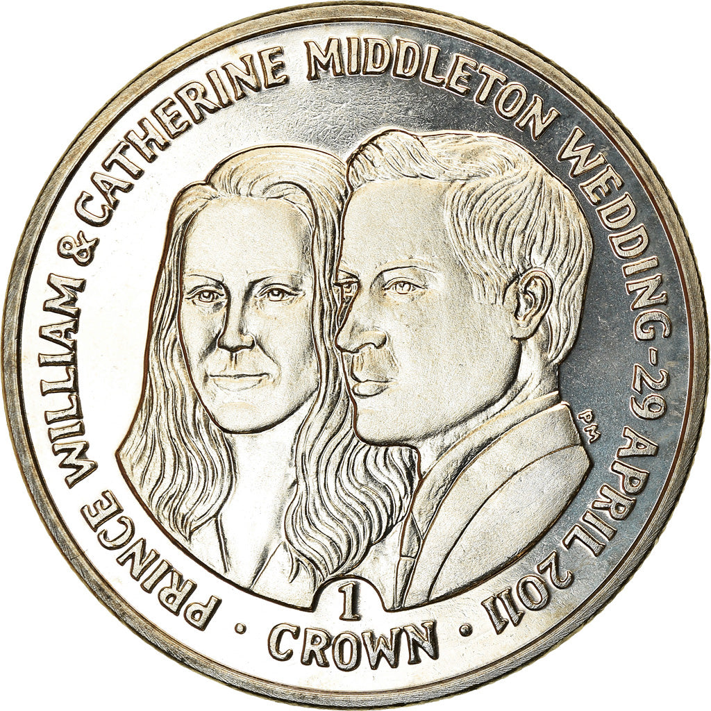 Coin, Falkland Islands, Elizabeth II, Crown, 2011, Pobjoy Mint, Mariage du