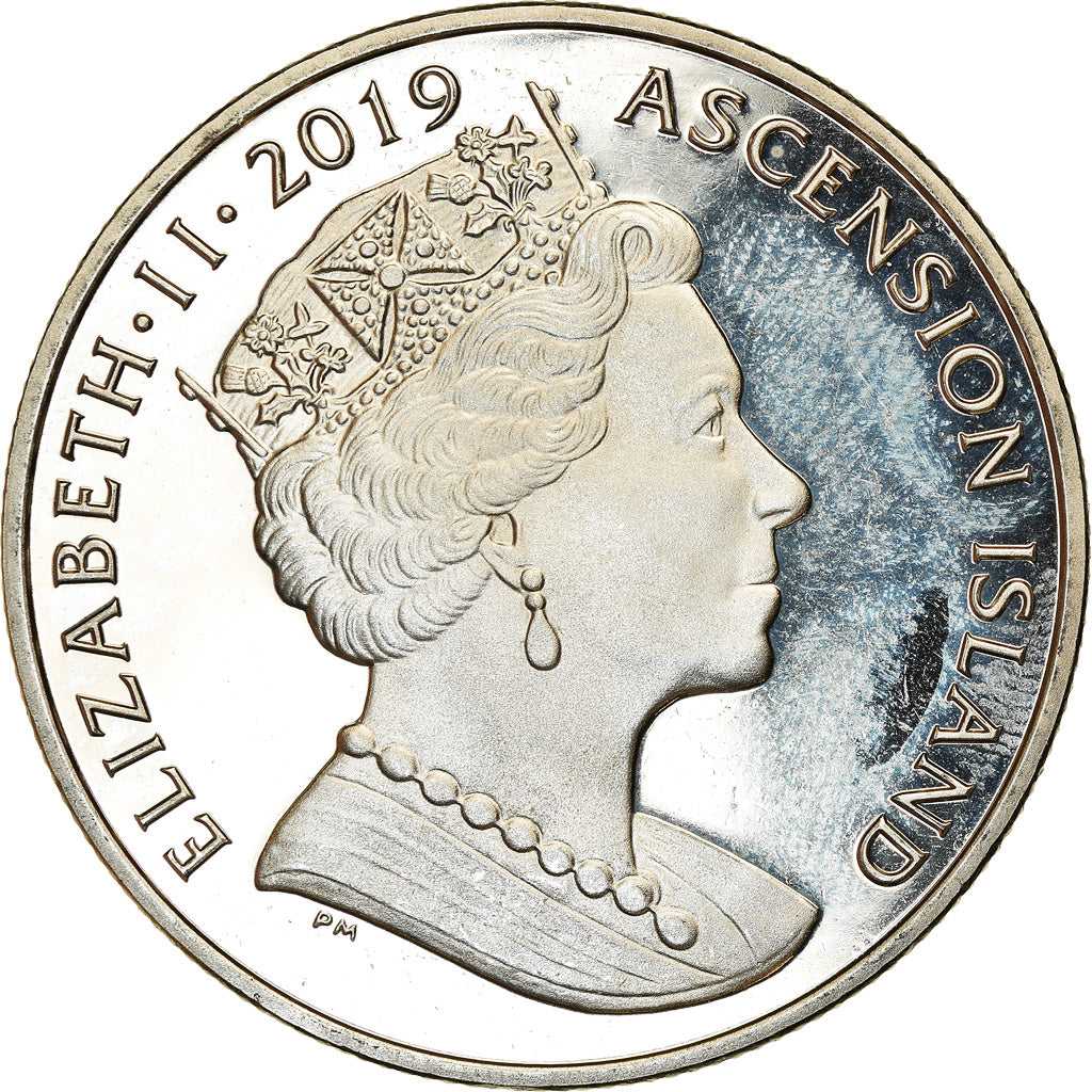 Coin, Ascension Island, 2 Pounds, 2019, Pobjoy Mint, 1er pas sur la lune