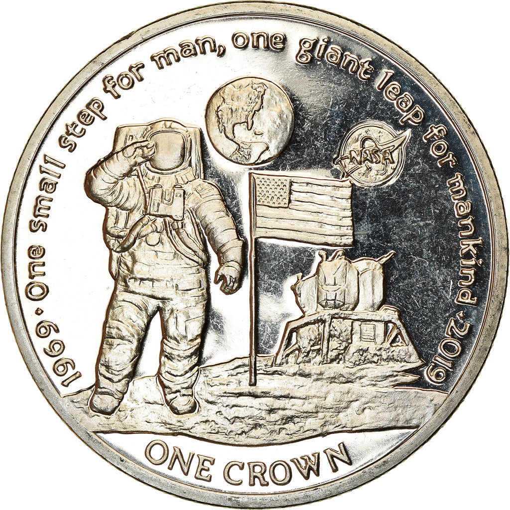 Coin, Ascension Island, 2 Pounds, 2019, Pobjoy Mint, 1er pas sur la lune