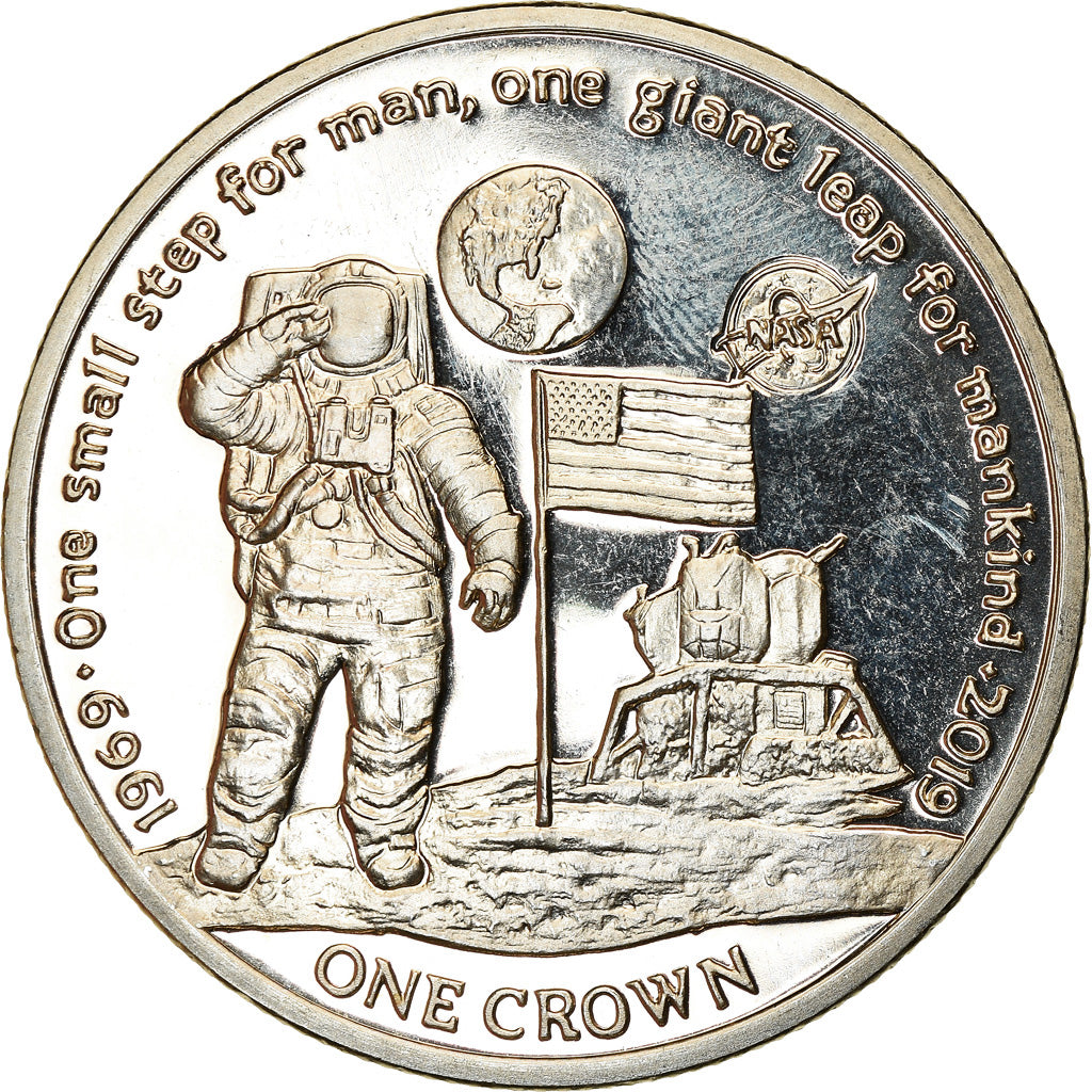 Coin, Ascension Island, 2 Pounds, 2019, Pobjoy Mint, 1er pas sur la lune