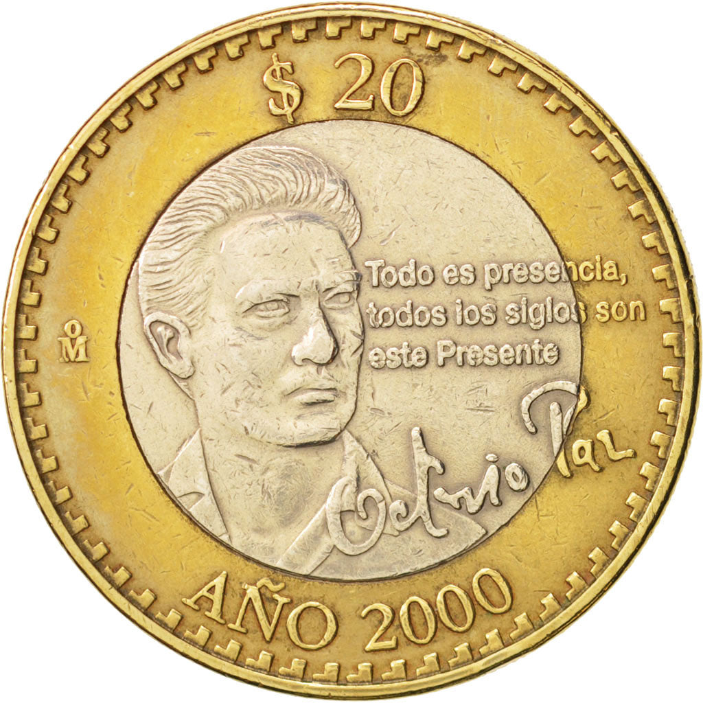 Mexico, 20 Pesos, 2000, Mexico, AU(50-53), Bi-Metallic, KM:638