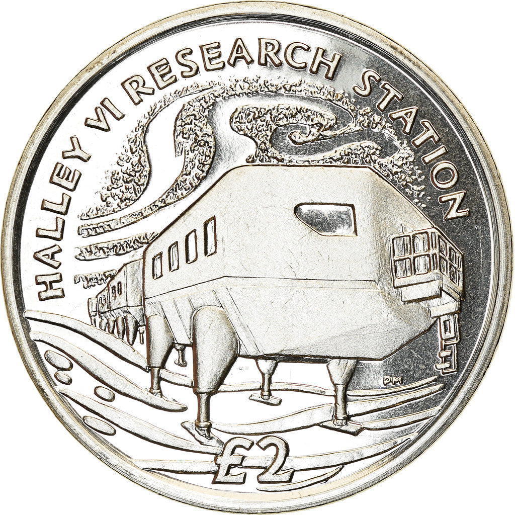 Moneta, British Antarctic Territory, 2 Pounds, 2013, Base antarctique Halley