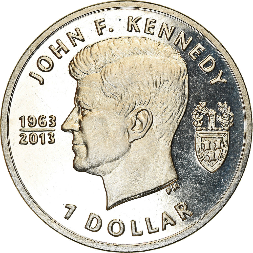 Moeda, Ilhas Virgens Britânicas, Dollar, 2013, Franklin Mint, John F. Kennedy