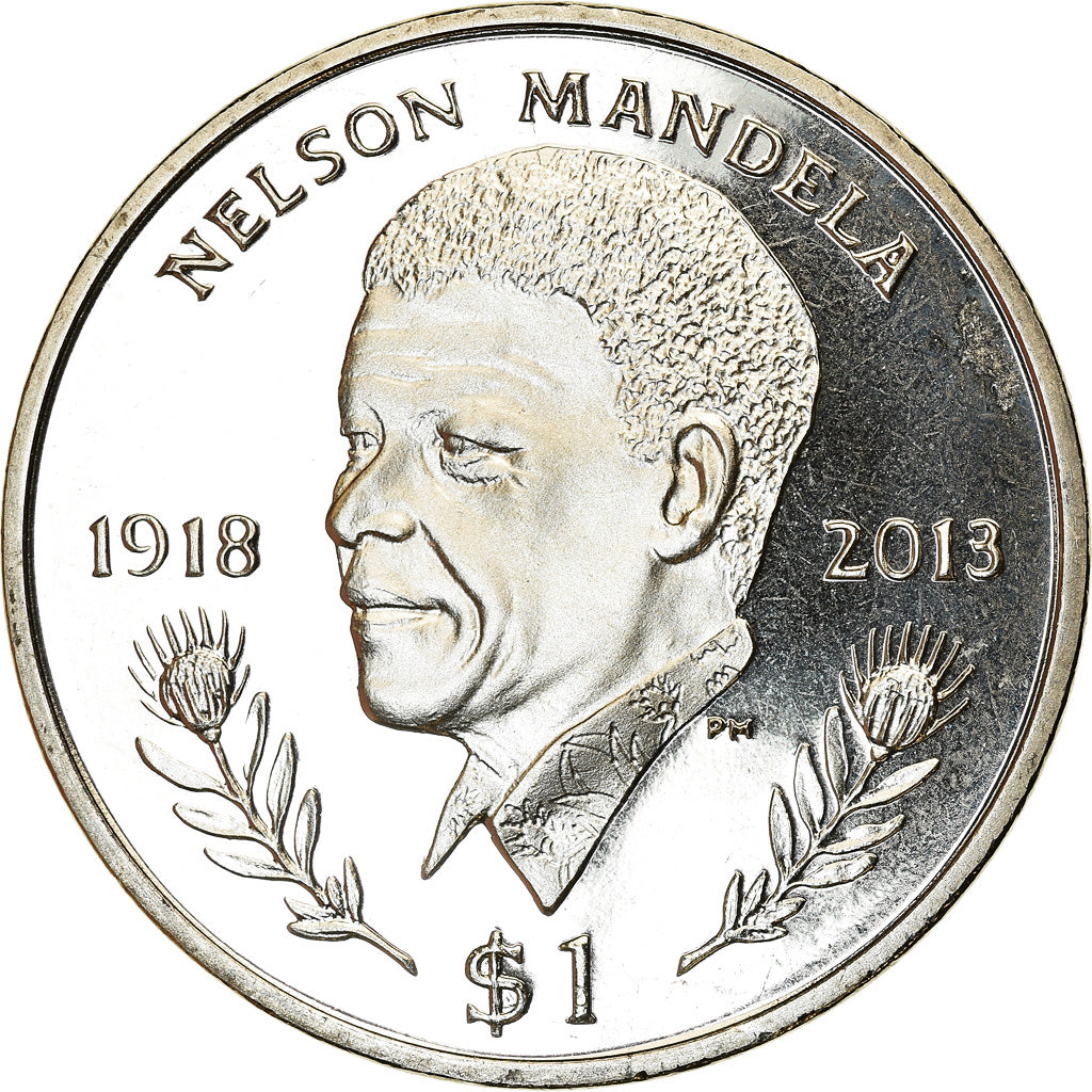 Moneta, ISOLE VERGINI BRITANNICHE, Dollar, 2014, Franklin Mint, Nelson Mandela