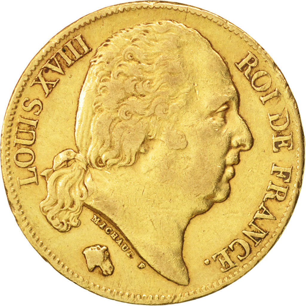 France, Louis XVIII,20 Francs, 1819, Paris, TTB, Or, KM:712.1,Gadoury 1028